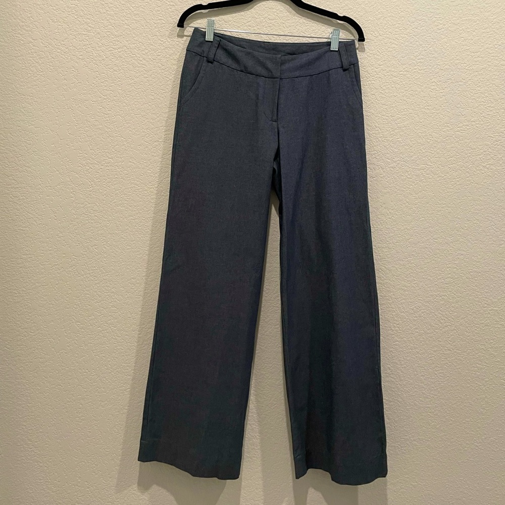 Ivy Jane Navy Blue Woven Bootcut Trousers w/ Pockets 8